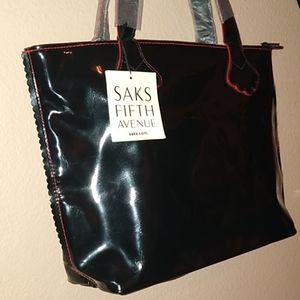 SAKS FIFTH AVENUE Stephanie Johnson black tote bag
